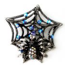 Crystal Spider Web Antique Black Metal Brooch Pin Brooch  BP42