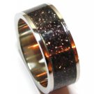 Unisex 8mm Sparkling Black/Copper Glitter Stainless Steel Ring SSR1794 Sz 8