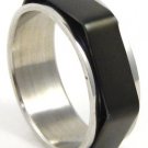 8mm Shiny Black Hexagonal Spinning Stainless Steel Ring SSR33 Sz 9
