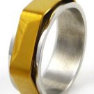 Gold Hexagonal Spinning Stainless Steel Ring SSR36 Sz 9