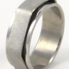 Satin Finish Silver Hexagonal Spinning Stainless Steel Ring SSR37