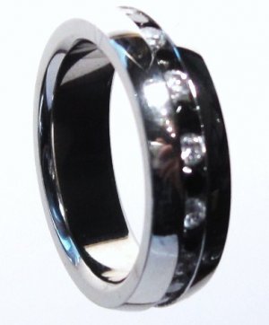 Black and Clear CZ Eternity Stainless Steel Ring SSR1040 Sz 10