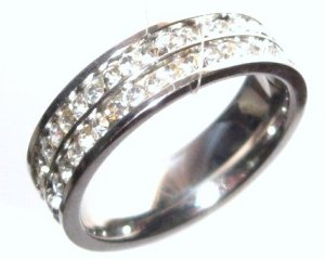 CZ Double Row Stainless Steel Eternity Ring  SSR1576 Sz 6