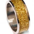 Unisex Gold Glitter Stainless Steel Band Ring, SSR1792