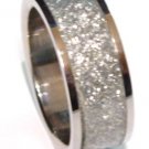 Silver Glitter Stainless Steel Band Ring SSR1793 Sz 11