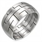 10mm Etched Maze Stainless Steel Ring, SSR1955