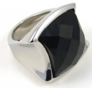 Black Onyx High Polish Stainless Steel Ring SSR2219 Size 10