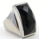 Chunky Faceted Black Onyx Stainless Ring SSR2387  Size 6.5