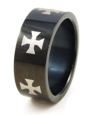 Iron Cross High Gloss Black Stainless Steel Ring SSR4594