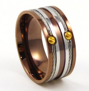 10mm Wire Cable Copper Stainless Steel Ring SSR4720 Size 7