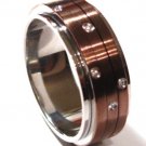 CZ Spinning Copper Stainless Steel Ring SSR4732 Sz 8