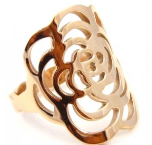 Stunning Copper Rose Flower Stainless Steel Statement Ring SSR4811