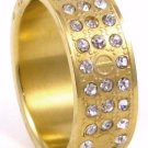 CZ Paved Gold Unisex Stainless Steel Ring SSR4873