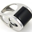 Black Onyx Chunky Stainless Steel Statement Ring SSR4926