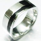 Square High Polish Stainless Steel Ring Black Stripe SSR4992