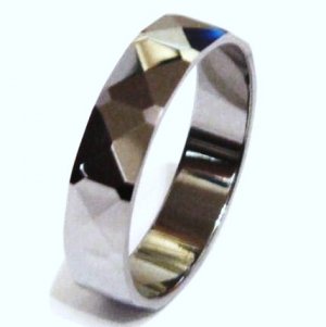 High Polish Multi Faceted Tungsten Carbide Ring TU3023 Sz 8.25