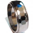 9mm High Polish Faceted Tungsten Carbide Ring TU3042 9mm High Polish Faceted Tungsten Carbide Ring TU3042
