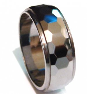 9mm High Polish Faceted Tungsten Carbide Ring TU3042