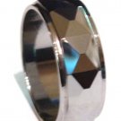 High Polish Faceted Tungsten Ring TU3043