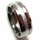 Silver Carbon Fiber Tungsten Carbide Ring, TU3107 Sz 10, 12 Silver Carbon Fiber Tungsten Carbide Ring, TU3107 Sz 10, 12