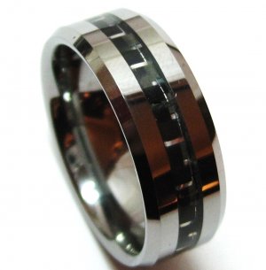 Black Carbon Fiber Tungsten Carbide Ring, TU3109