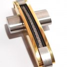 Twisted Cable Wire 2 Tone Gold Stainless Steel Cross Pendant with FREE 20" SS Ball Chain SSP3188