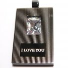 Black Stainless Steel CZ I LOVE You Pendant with FREE 20" SS Ball Chain SSP3663
