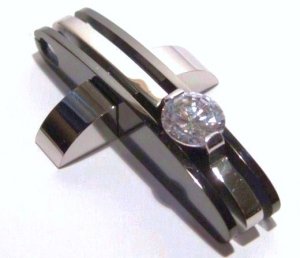 2 Tone Black Silver Stainless Steel CZ Cross Pendant Necklace with FREE 20" SS Ball Chain SSP4123