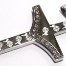 Engraved Roses CZ Stainless Steel Cross Pendant with FREE 20" SS Ball Chain SSP4366 Engraved Roses CZ Stainless Steel Cross Pendant with FREE 20" SS Ball Chain SSP4366