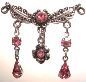 Vintage PINK Crystal Chandelier Reverse Belly Navel Ring BJ02