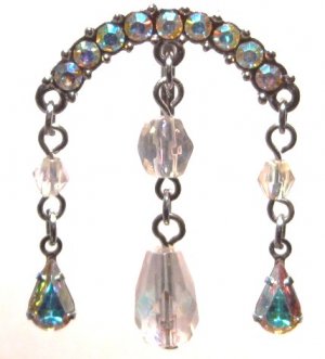 Vintage AB Crystal Chandelier Reverse Belly Navel Ring BJ04
