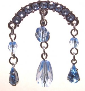 Vintage BLUE Crystal Chandelier Reverse Belly Navel Ring BJ04