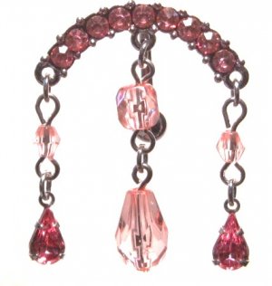 Vintage PINK Crystal Chandelier Reverse Belly Navel Ring BJ04
