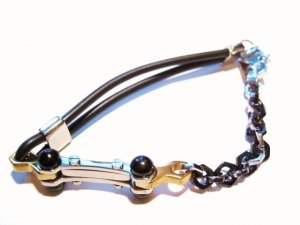 Black Stainless Steel Rubber Strap Bracelet SSB5670