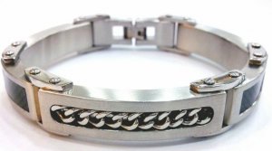 Black Carbon Fiber Chain Stainless Steel Bracelet SSB7839