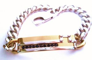 Black CZ Stainless Steel ID Bracelet SSB10161