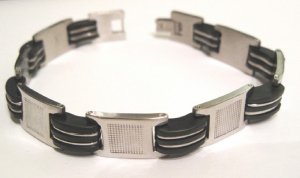 Black Rubber Stainless Steel Bracelet SSB23