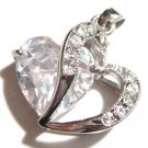 Large Sparkling CZ Heart Stainless Steel Pendant with FREE 20" SS Ball Chain SSP8951 Large Sparkling CZ Heart Stainless Steel Pendant with FREE 20" SS Ball Chain SSP8951