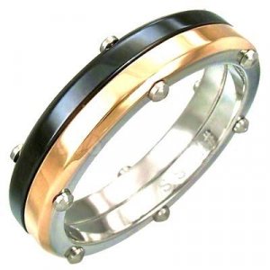 Unisex High Polish Black Gold Stainless Steel Ring with screws SSR2997