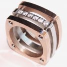 Chunky Square Copper CZ Stainless Steel Statement Ring SSR1737