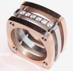 Chunky Square Copper CZ Stainless Steel Statement Ring SSR1737