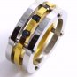 Triple Band Gold Stainless Steel Ring Black CZ SSR5107