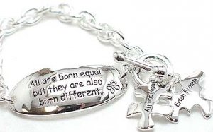Inspirational toggle bracelet inscribed "Individuality" "All are born Equal...BR56
