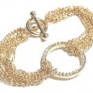Stunning Multichain Crystal Eternity Ring 14K Gold EP Bracelet BR06