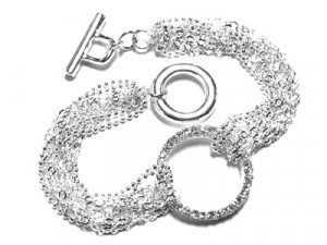 Stunning Multichain Crystal Eternity Ring Rhodium Finish Bracelet BR04