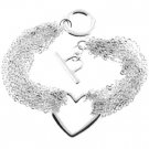 Stunning Multichain Crystal Heart Rhodium Finish Bracelet BR05