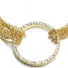Gold Multichain Crystal Circle of Life Choker Necklace NP33
