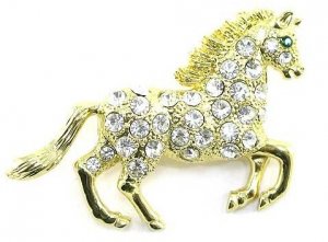 Crystal Pave Horse Gold Plated Brooch Pin Broach BP76