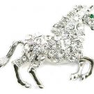 Stunning Crystal Pave Horse Silver Brooch Pin Broach BP77