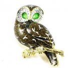 1.5" Adorable Crystal Owl Enamel Brooch Pin Broach BP80